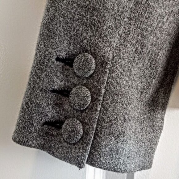 Nanette Lepore Grey Black Grosgrain Bow Trim Wool Blazer - Picture 3 of 7